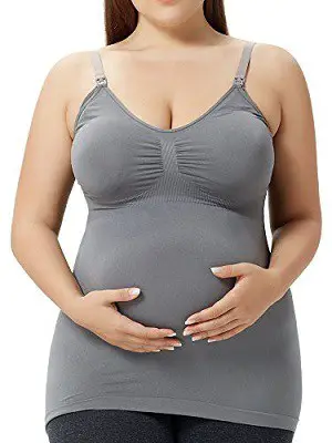 HOFISH Ultra Soft Pregnant Seamless Maternity Nursing Cami Tank Top with Pads