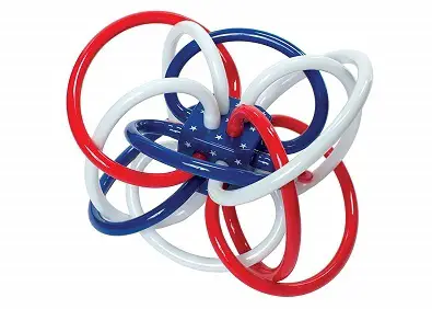 Manhattan Toy Red White and Blue Winkel Rattle and Teether Baby Toy